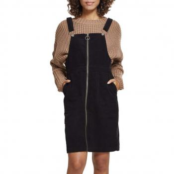 Urban Classics Ladies Corduroy Dungaree Dress, Vestido para Mujer, Negro