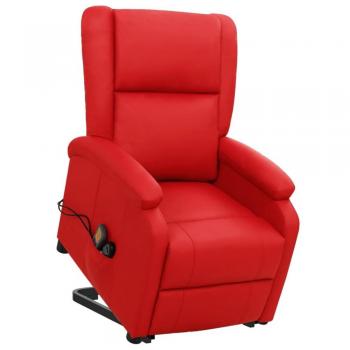 Sillón Reclinable de Masaje Elevable de Cuero Sintético Rojo