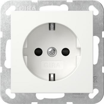 Gira 445303 Schuko Socket Outlet with Increased Touch Protection and Shutter, System 55, Glossy White