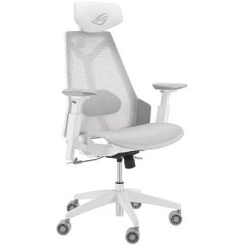 Silla Gaming ASUS ROG Destrier Ergo Core Blanca - Ergonomía, Reposabrazos 3D, Soporte Lumbar, Ajuste de Altura y Profundidad, Reclinación en 3 Posiciones