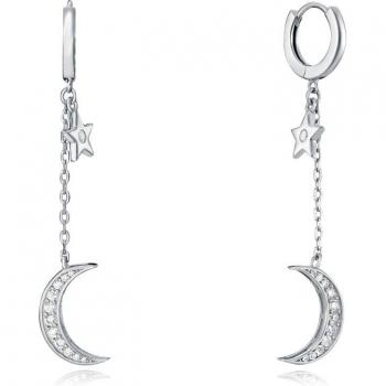 Pendientes Viceroy Trend de Plata de Ley con Luna y Estrella engastada con Circonitas