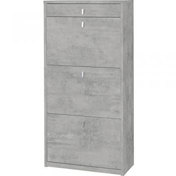 Zapatero compacto de cemento con 3 puertas y 1 cajón, dimensiones 63x29x127 cm