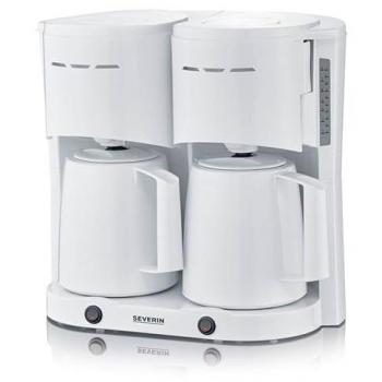 Cafetera eléctrica de filtro Severin KA 9314 con 2 jarras térmicas, capacidad de 1 L, color blanco