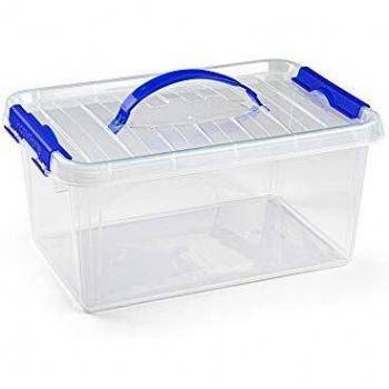 PLASTIC FORTE, Caja de almacenamiento, Transparente, 8 litros, con asa