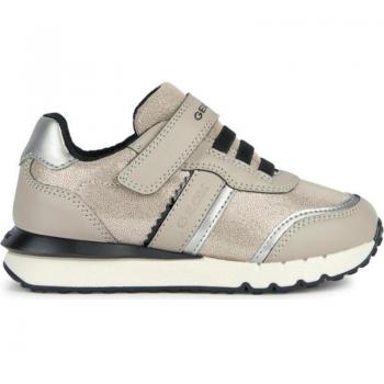 Zapatillas Deportivas Geox J26GZB para Niña - Gris Plateado - Forro Interno Suave - Cierre Autoadherente - Plantilla Acolchada Removible