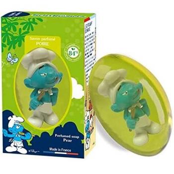 Jabón Sólido Perfume de Pera Los Pitufos 80g con Figurita