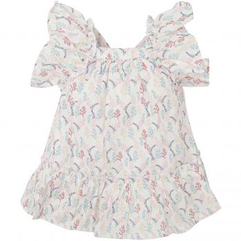Vestido de bebé niña en color único elaborado con el mejor algodón con volantes y motivos florales