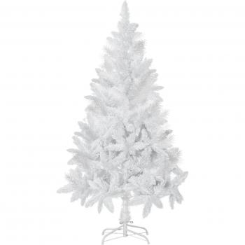 Árbol de Navidad Artificial 150 cm con 358 Ramas Hojas de PVC Decoración Navideña para Interiores Blanco