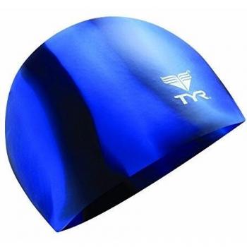 TYR - Gorra de natación de Silicona Multicolor, Color Azul, Talla M