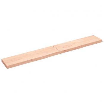 Estante de pared de roble macizo sin tratar 220x30x(2-6) cm Marrón