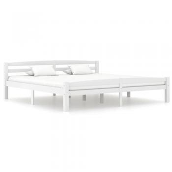 Cama de pino blanco gris 200x200 cm con estructura de madera maciza de pino