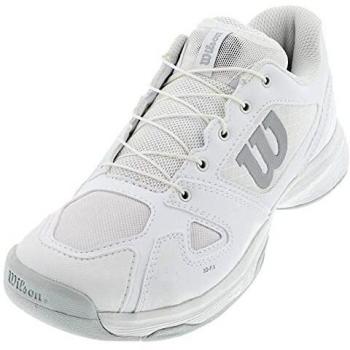 Wilson Niños Zapatillas de deporte, RUSH PRO JR QL, Blanco/Blanco/Azul claro, 36, Para todo tipo de superficie, Tenistas de cualquier nivel, WRS326220E035