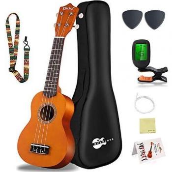 Ukelele Soprano, Principiantes Ukulele Kit 21 Pulgadas, Hawaiano Uqueleles con Bolsa, Afinador, Correa, Todo en un solo juego
