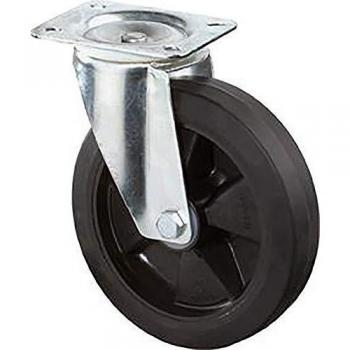 Rueda Lateral de Carga Pesada 125mm con Placa de Montaje, Capacidad 150 kg, Neumático de Goma Sólida