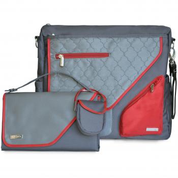 JJ Cole Metra - Bolso de maternidad, color gris/rojo