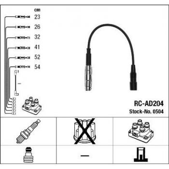 Juego de cables de encendido NGK 0504, compatible con múltiples modelos de vehículos, alta resistencia al calor y a la corrosión, diseño optimizado para una mejor transmisión de energía, incluye conectores preensamblados para fácil instalación