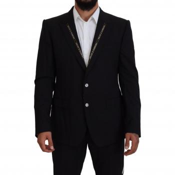Dolce & Gabbana Black Wool Stretch Slim Fit Jacket Blazer - IT52 | L