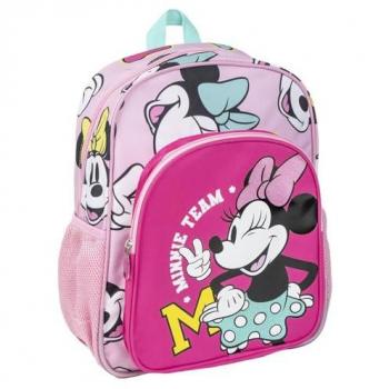 Mochila Escolar Mediana 38 cm Minnie Mouse Fucsia - 31 x 12 x 38 cm - Cierre de Cremallera - Asa Ajustable - Resistente y Duradera - Producto Original Diseñado en España