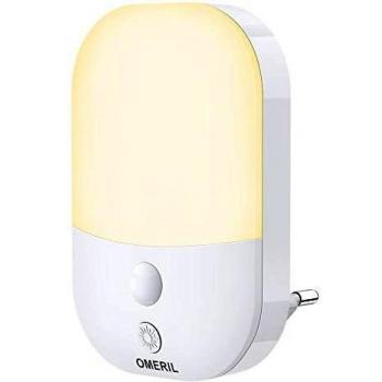 Luz Nocturna Infantil, OMERIL Luz Quitamiedos con Sensor de Luz Automático, Luz Nocturna Enchufe con 5 Brillo Ajustable, 3 Modos
