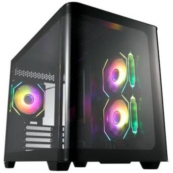 Caja de PC Mini S380-BA Micro-ATX/Mini-ITX con ARGB y Panel Templado Negro