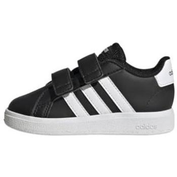 Zapatillas deportivas autoadherentes adidas Grand Court 2.0 para niños, color negro y blanco