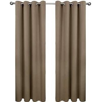 Amazon Brand - Umi Cortinas Opacas Dormitorio Moderno para Ventanas con Ollaos Juego de 2 Piezas 107x214cm Caqui