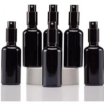 Yizhao Negro Pulverizador Cristal 50ml, Glass Spray Bottles con [Atomizador],para Aceites Esenciales, Mezclas de Aromaterapia, Perfumes, Masajes, Líquidos Químicos, Farmacéutico– 6Pcs