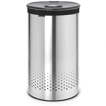Brabantia - Cesto para Ropa, 60 l, Tapa de plástico Gris, Cuerpo Acero Mate