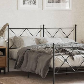 Cabecero de metal negro 160 cm con diseño moderno, estructura resistente, acabado en pintura negra mate, compatible con camas de tamaño matrimonial, fácil instalación y mantenimiento