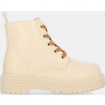 Chika10 Kids Suiza 10 Botines Militares Beige con Cordones y Tirador en Contraste para Niña