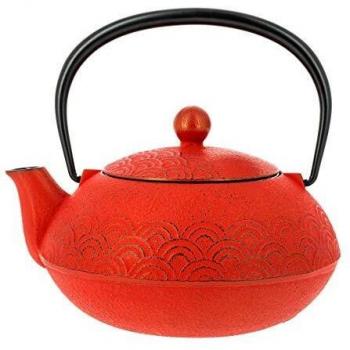 Iwachu Tetera Seigaiha Wave Roja 650 mL, Hierro Fundido de Japón