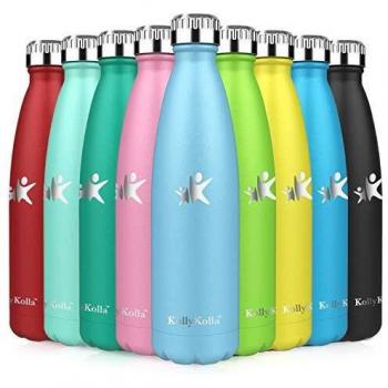 KollyKolla Botella de Agua Acero Inoxidable, Termo Sin BPA Ecológica, Botellas Termica Reutilizable Frascos Térmicos para Niños & Adultos, Deporte, Oficina, Yoga, Ciclismo,