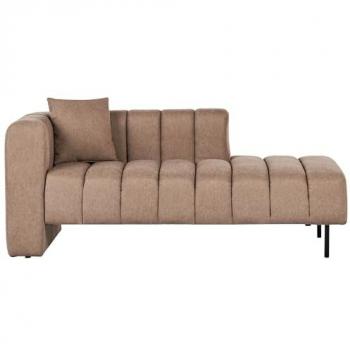 Chaise Longue Moderna de Tela Marrón Claro con Patas Negras y Cojín Adicional Izquierdo Lannils