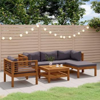 6-Piece Solid Acacia Wood Garden Lounge Set with Cushions