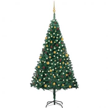 vidaXL Artificial Pre-lit Christmas Tree with Ball Set Green 240 cm