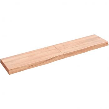 Estante de pared de madera de roble tratada, dimensiones 140x30x(2-6) cm, colores natural, marrón claro y marrón oscuro, mueble de almacenaje para oficina, estudio y dormitorio, tipo est