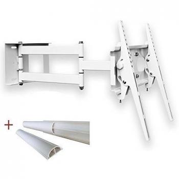 Soporte de pared de (blanco) TV Colour Blanco Universal Schwenkbar Neigbar Plasma LCD LED Wandhalter TV halter para TV de hasta 165 cm (65 pulgadas) con VESA de 100 x 100 a 400 x 400 , Distancia de la pared de 10 hasta 65 cm