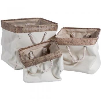Creaciones meng - Cestos Tela Forrado Set 3 Pzas Ref-12435