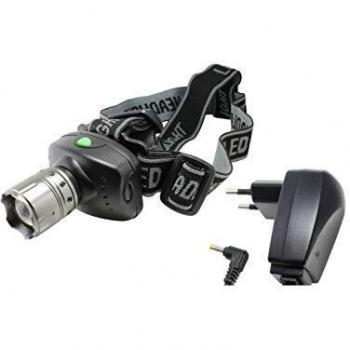 Linterna frontal LED recargable con zoom 3W