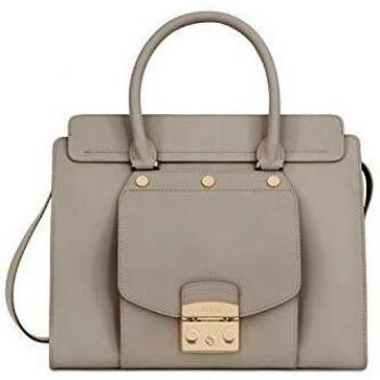 Furla 962994 - Bolso de asas de Satén para mujer Gris arena MEDIA