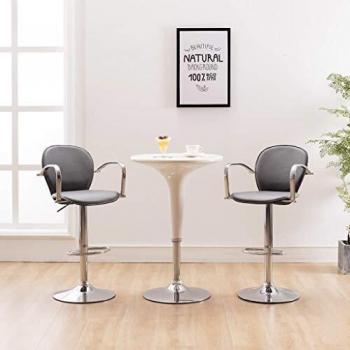 vidaXL Taburetes de cocina con reposabrazos 2 uds cuero sintético gris