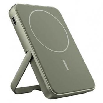Powerbank Inalámbrico Magnético Fresh'n Rebel 5000 mAh Verde con Soporte y Carga Rápida PD 20W