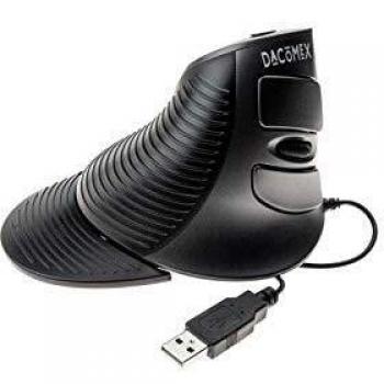 Ratón Vertical Óptico Dacomex V200U USB 1600 DPI Ergonómico Negro para Diestros