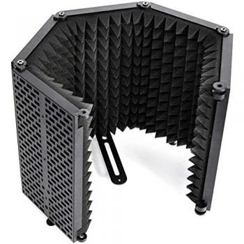 Escudo Aislamiento Micrófono, Moman Filtro Antipop de Espuma para Cualquier Micro Condensador Estudio con 5 Panel Acustico Portátil Plegable, Escudo-Aislamiento-Microfono-Acustico-Aislante RF30