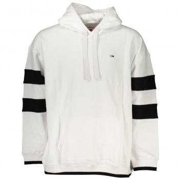 Chic White Cotton Hooded Sweatshirt with Contrast Details - M