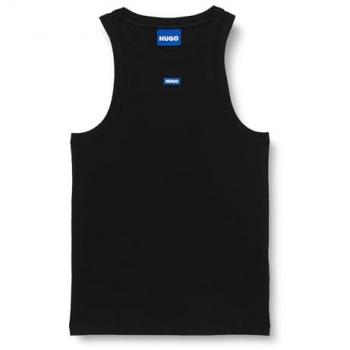 Camiseta Negra HUGO para Mujer Slim Fit con Detalle de Logo
