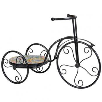 Soporte para Maceta de Bicicleta de Mosaico y Hierro Negro 53x23.5x36 cm