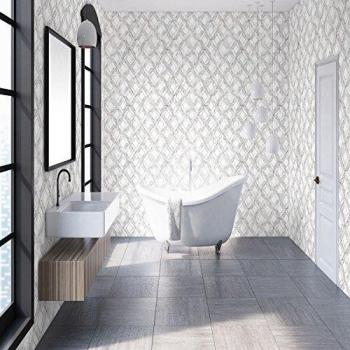 Papel Tapiz de Mármol en Relieve Geométrico Gris y Rosa Oro para Cocina y Baño - 10m