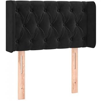 Cabecero con LED de terciopelo negro 83x16x78/88 cm