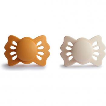 Frigg Pack de 2 Chupetes Fisiológicos Lucky Silicona Honey Gold & Cream para 0-6 Meses